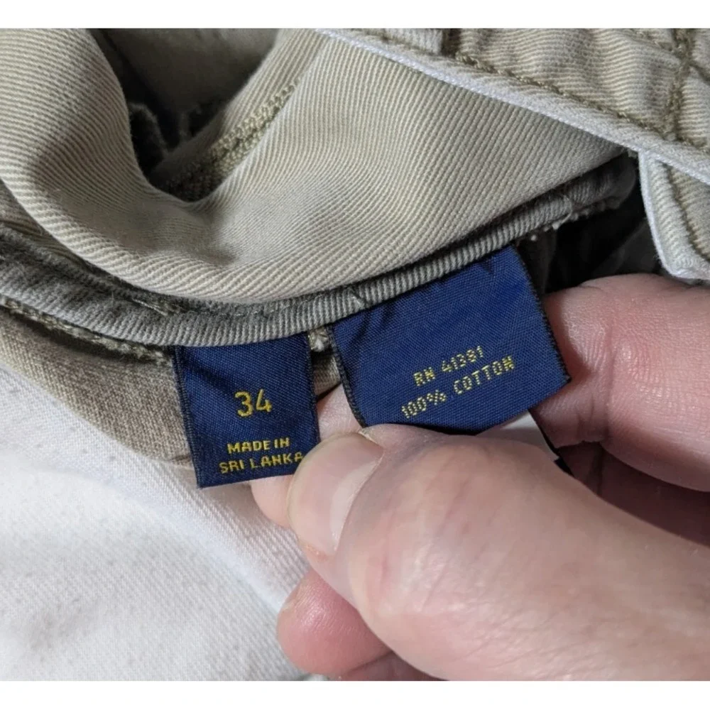 Polo Ralph Lauren‎ Classic Polo Chino Khaki Well Worn Cargo Shorts - Men 34